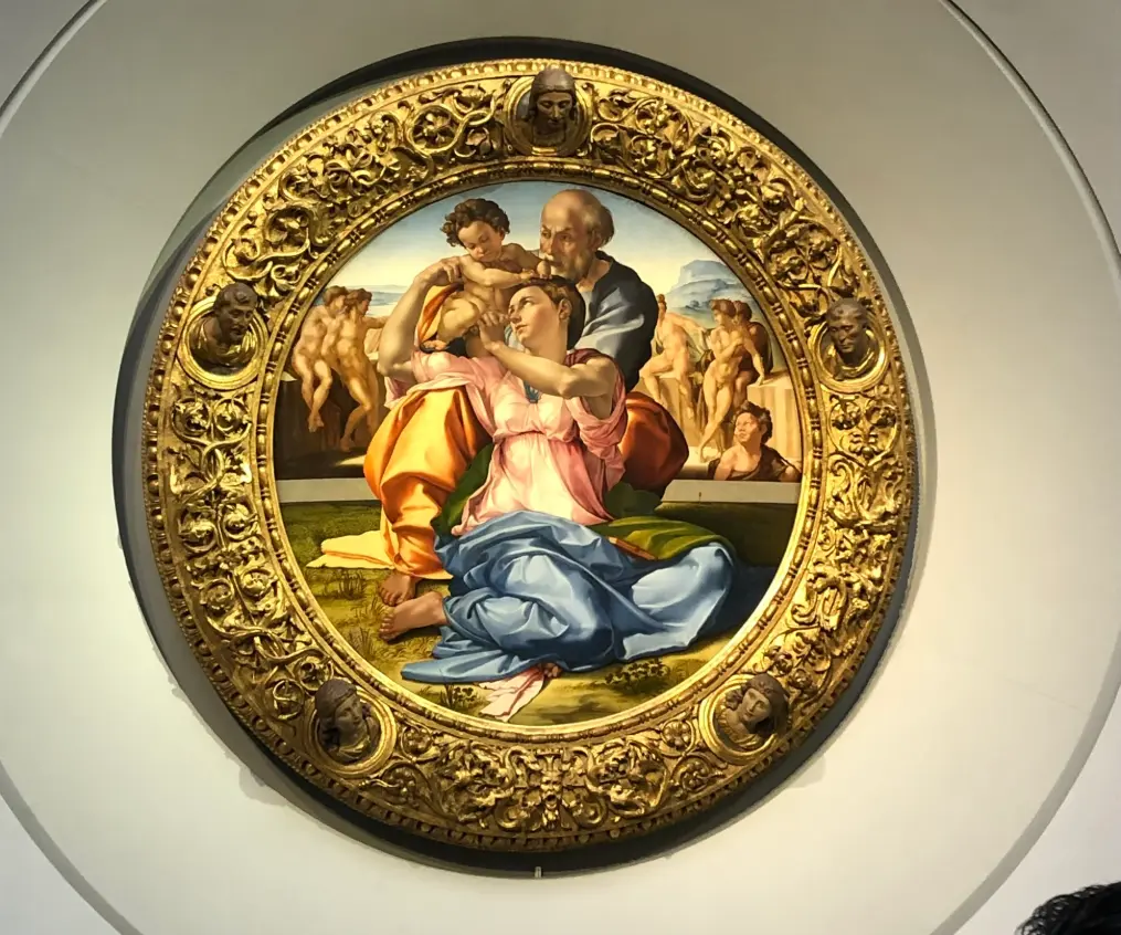 Michelangelo’s Doni Tondo – Uffizi Gallery, Florence Doni Tondo by Michelangelo, the Holy Family painting in the Uffizi Gallery, Florence