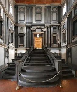 Staircase designed by Michelangelo in the Laurentian Library at San Lorenzo, Florence