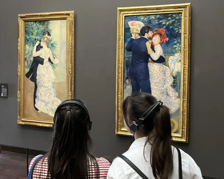 Visitors viewing Renoir’s Dance in the City and Dance in the Country at the Musée d’Orsay, part of the Renoir Exhibition 2026 Renoir and Love