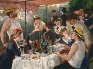 Pierre-Auguste Renoir, Luncheon of the Boating Party (1880–1881), displayed at the Musée d’Orsay in Paris during the Renoir Exhibition 2026.